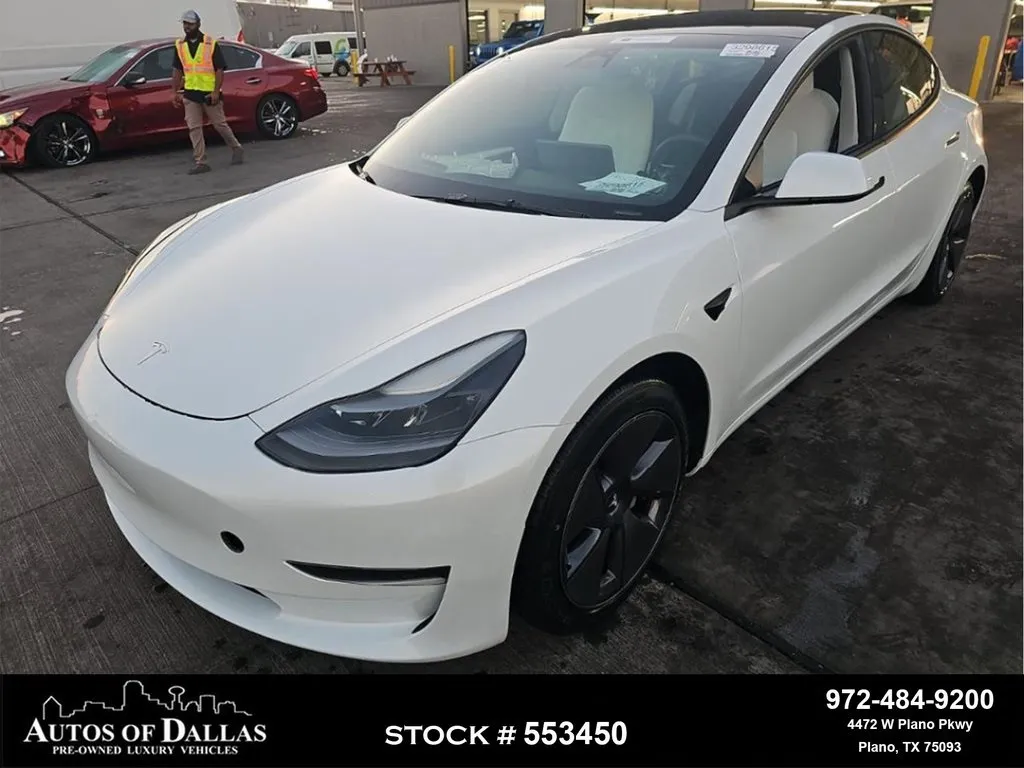 White 2023 Tesla Model 3 NAV,CAM,PANO,HTD STS,BLIND SPOT,18" WLS for sale in Plano, TX