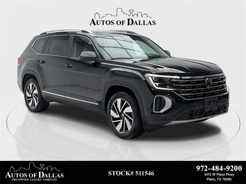 Black 2025 Volkswagen Atlas 2.0T SEL NAV,CAM,PANO,HTD STS,BLIND SPOT,3RD ROW for sale in Plano, TX