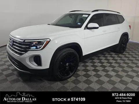 White 2024 Volkswagen Atlas 2.0T SE w/Technology CAM,PANO,HTD STS,BLIND SPOT,3 for sale in Plano, TX
