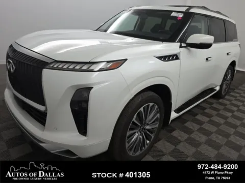 White 2025 INFINITI QX80 SENSORY NAV,CAM,SUNROOF,HTD STS,BLIND SPOT,3RD ROW for sale in Plano, TX