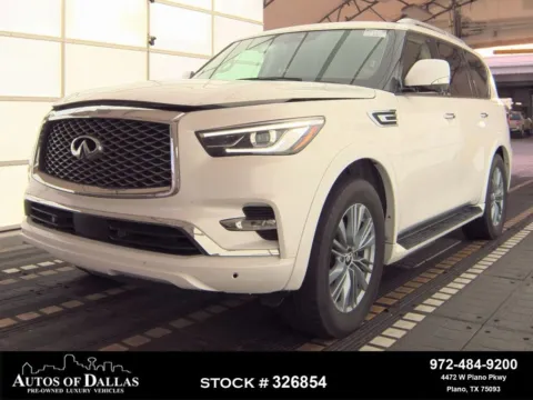 White 2024 INFINITI QX80 LUXE NAV,CAM,SUNROOF,HTD STS,BLIND SPOT,3RD ROW for sale in Plano, TX