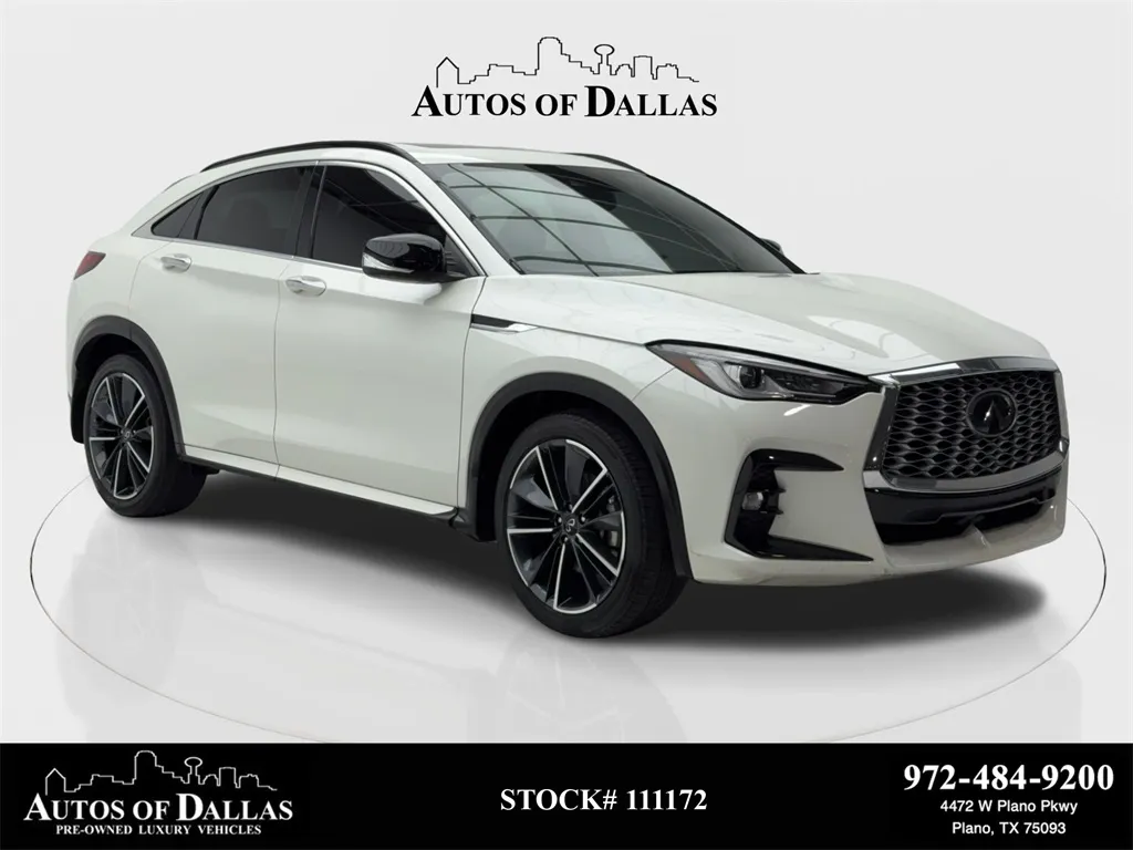 White 2023 INFINITI QX55 LUXE CAM,SUNROOF,HTD STS,BLIND SPOT,20" WLS for sale in Plano, TX