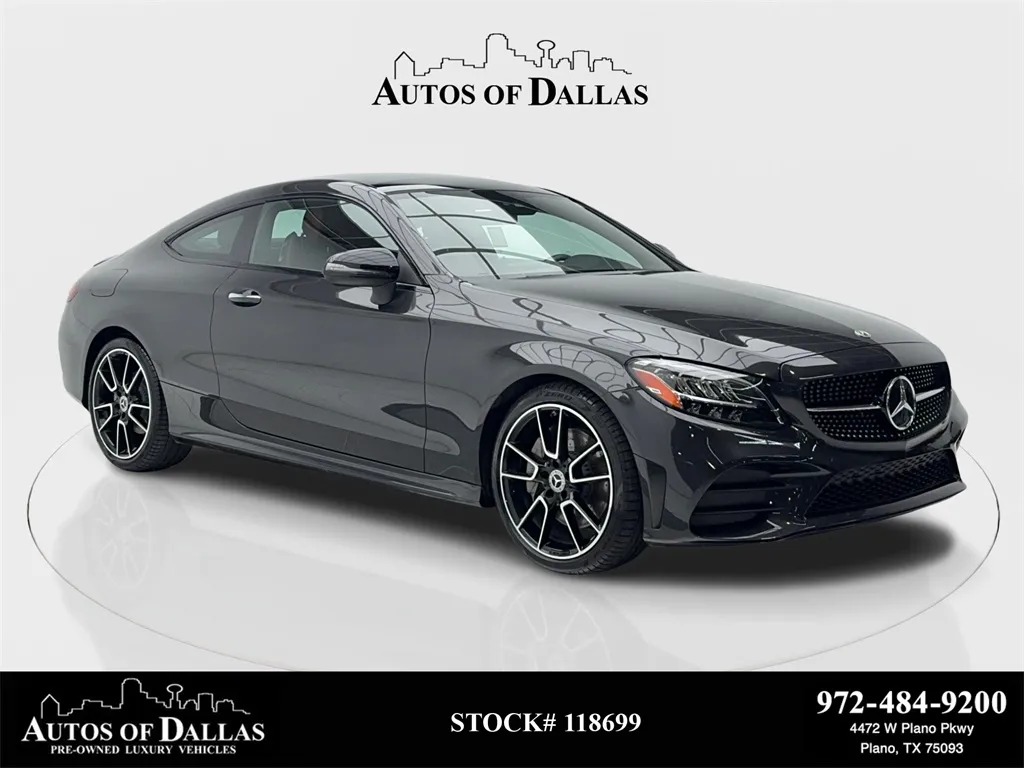 Black 2023 Mercedes-Benz C-Class C 300 Coupe AMG NIGHT PKG,NAV,CAM,PANO,BLIND SPOT for sale in Plano, TX