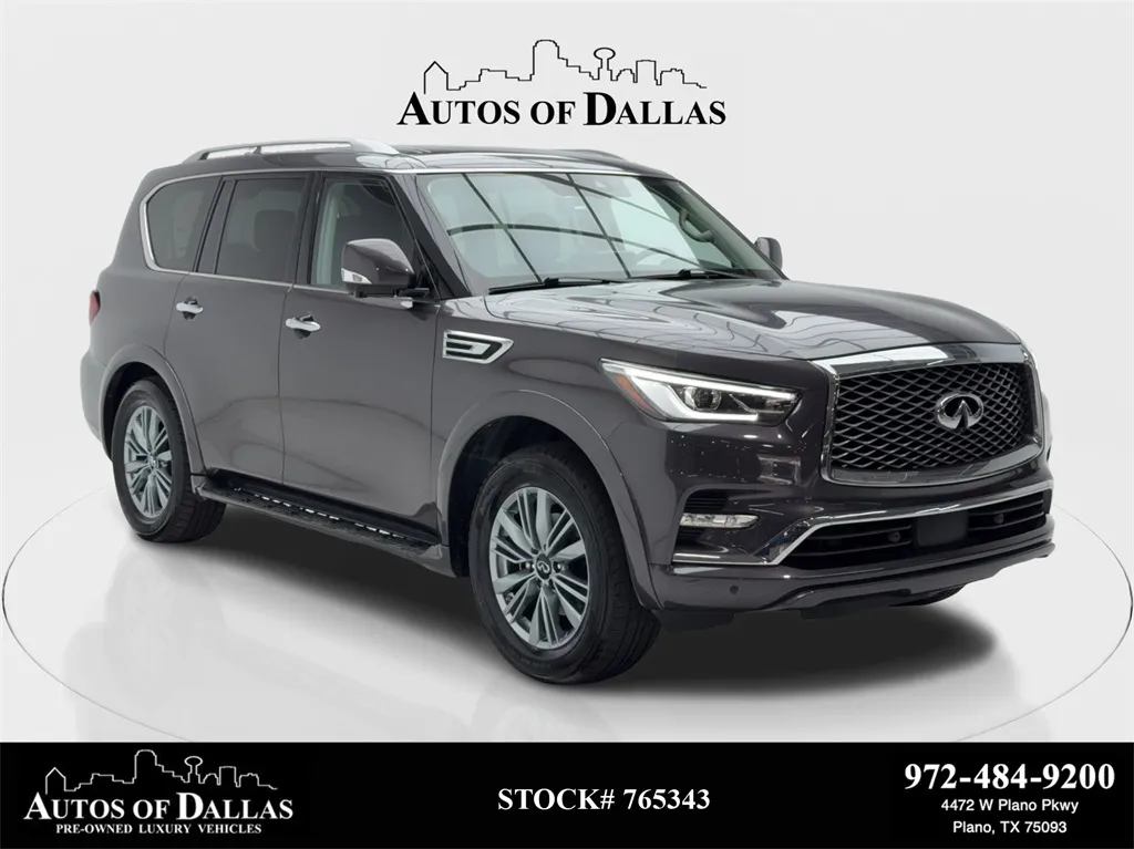 Gray 2024 INFINITI QX80 LUXE NAV,CAM,SUNROOF,HTD STS,BLIND SPOT,3RD ROW for sale in Plano, TX