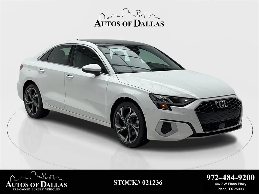White 2022 Audi A3 40 Premium CAM,PANO,HTD STS,BLIND SPOT,18" WLS for sale in Plano, TX