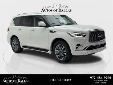 Photos of 2023 INFINITI QX80 LUXE NAV,CAM,SUNROOF,HTD STS,BLIND SPOT,3RD ROW for sale in Plano, TX at Autos of Dallas - Plano