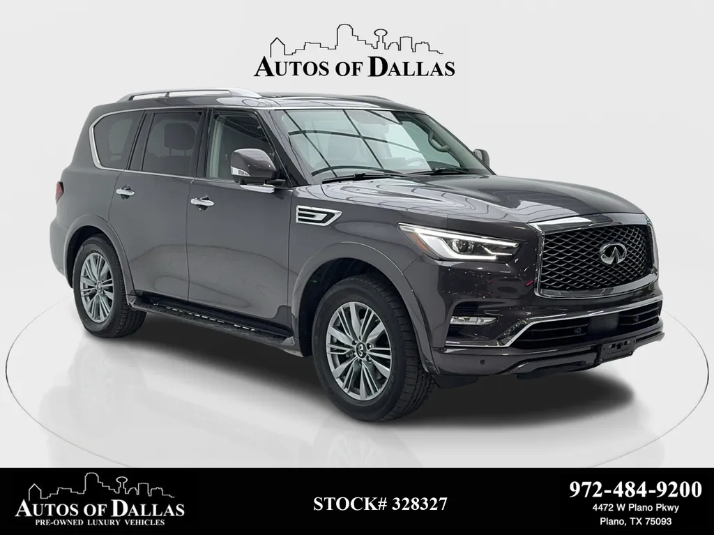 Gray 2024 INFINITI QX80 LUXE NAV,CAM,SUNROOF,HTD STS,BLIND SPOT,3RD ROW for sale in Plano, TX