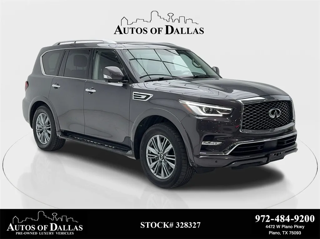 Gray 2024 INFINITI QX80 LUXE NAV,CAM,SUNROOF,HTD STS,BLIND SPOT,3RD ROW for sale in Plano, TX