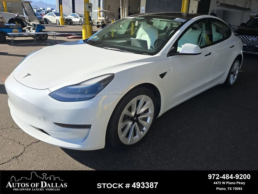 White 2023 Tesla Model 3 NAV,CAM,PANO,HTD STS,BLIND SPOT,19" WLS for sale in Plano, TX