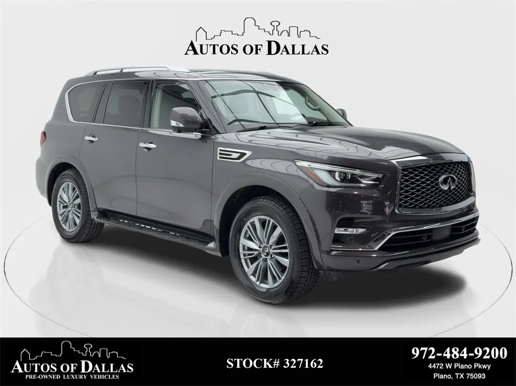 Gray 2024 INFINITI QX80 LUXE NAV,CAM,SUNROOF,HTD STS,BLIND SPOT,3RD ROW for sale in Plano, TX