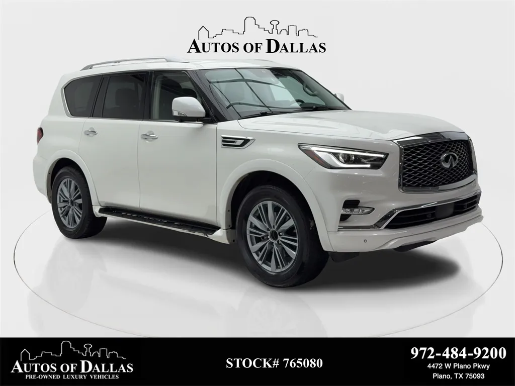 White 2024 INFINITI QX80 LUXE NAV,CAM,SUNROOF,HTD STS,BLIND SPOT,3RD ROW for sale in Plano, TX
