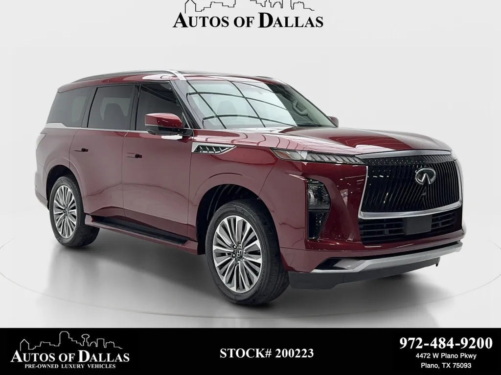 Gray 2025 INFINITI QX80 LUXE NAV,CAM,SUNROOF,HTD STS,HEADS UP,3RD ROW for sale in Plano, TX