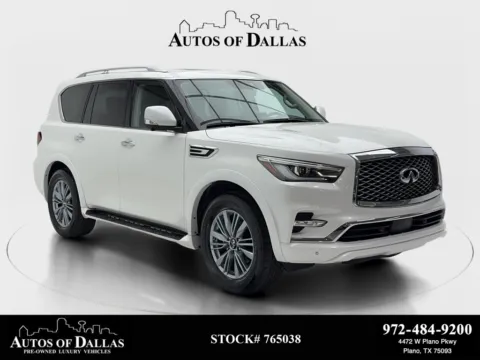 White 2024 INFINITI QX80 LUXE NAV,CAM,SUNROOF,HTD STS,BLIND SPOT,3RD ROW for sale in Plano, TX