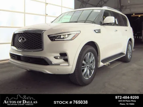 White 2024 INFINITI QX80 LUXE NAV,CAM,SUNROOF,HTD STS,BLIND SPOT,3RD ROW for sale in Plano, TX