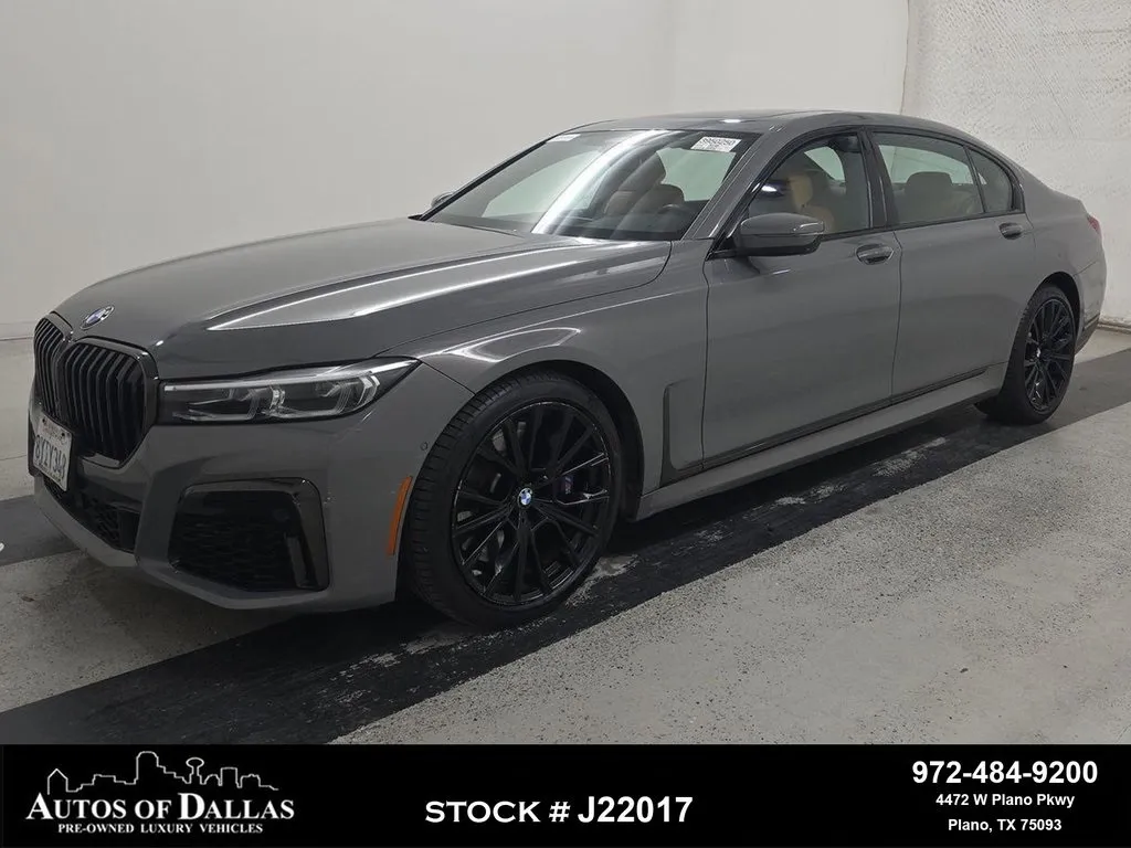 Gray 2022 BMW 7 Series 740i M SPORT,NAV,CAM,PANO,CLMT STS,20" M WLS for sale in Plano, TX