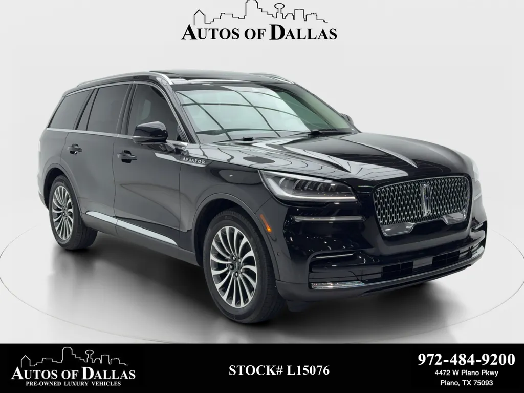 Black 2022 Lincoln Aviator Reserve NAV,CAM,PANO,4-CLMT STS,BLIND SPOT,3RD ROW for sale in Plano, TX