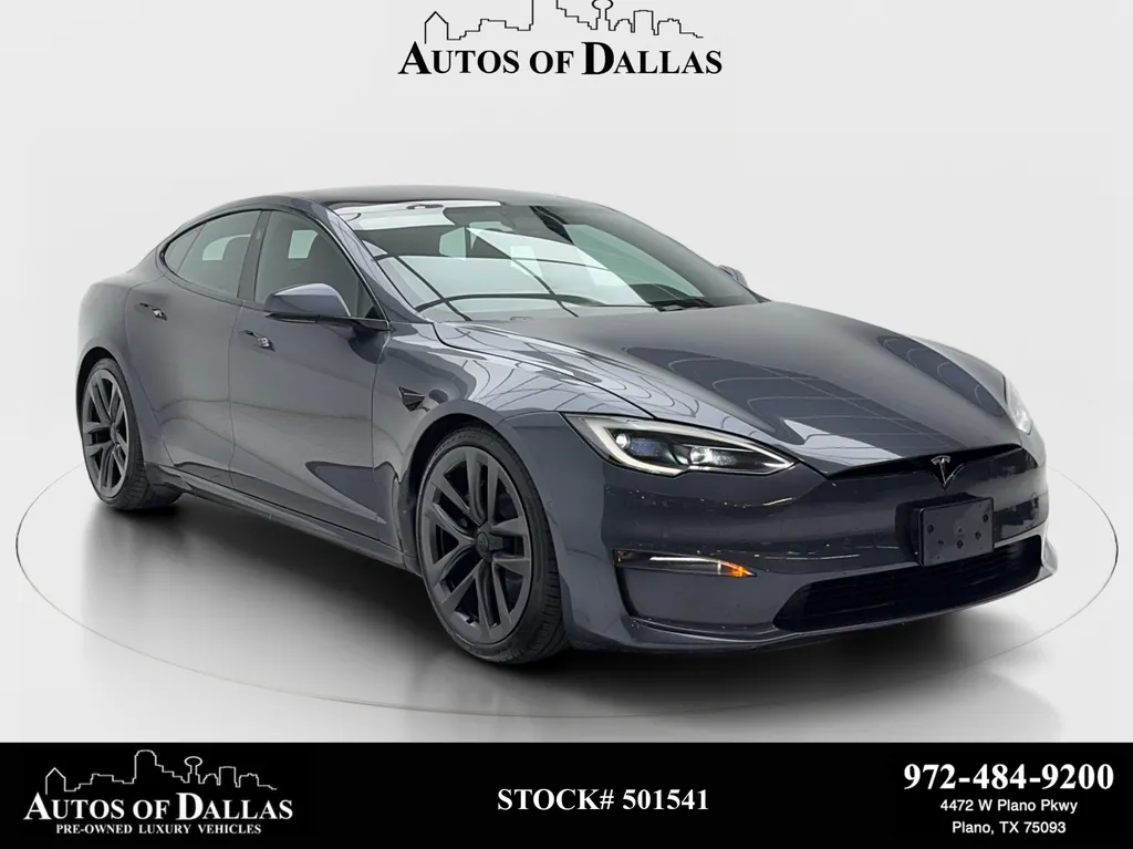 Gray 2023 Tesla Model S NAV,CAM,PANO,CLMT STS,BLIND SPOT,21" WLS for sale in Plano, TX