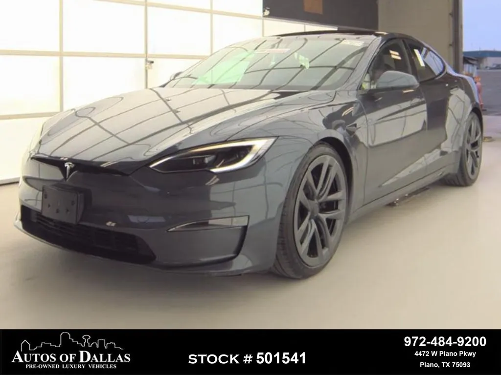 Gray 2023 Tesla Model S NAV,CAM,PANO,CLMT STS,BLIND SPOT,21" WLS for sale in Plano, TX