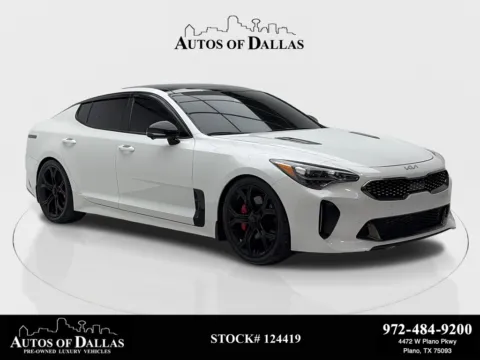 White 2023 Kia Stinger GT2 NAV,CAM,PANO,CLMT STS,HEADS UP,19" WLS for sale in Plano, TX