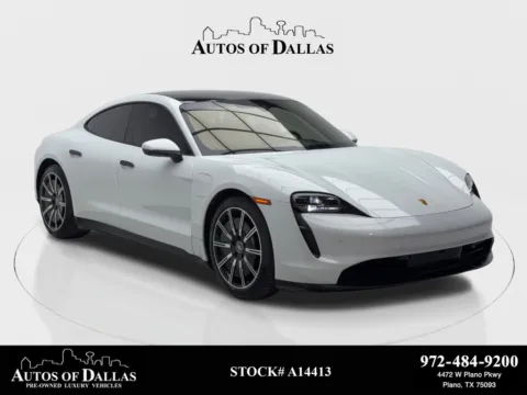 White 2023 Porsche Taycan NAV,CAM,PANO,CLMT STS,BLIND SPOT,20" WHLS for sale in Plano, TX