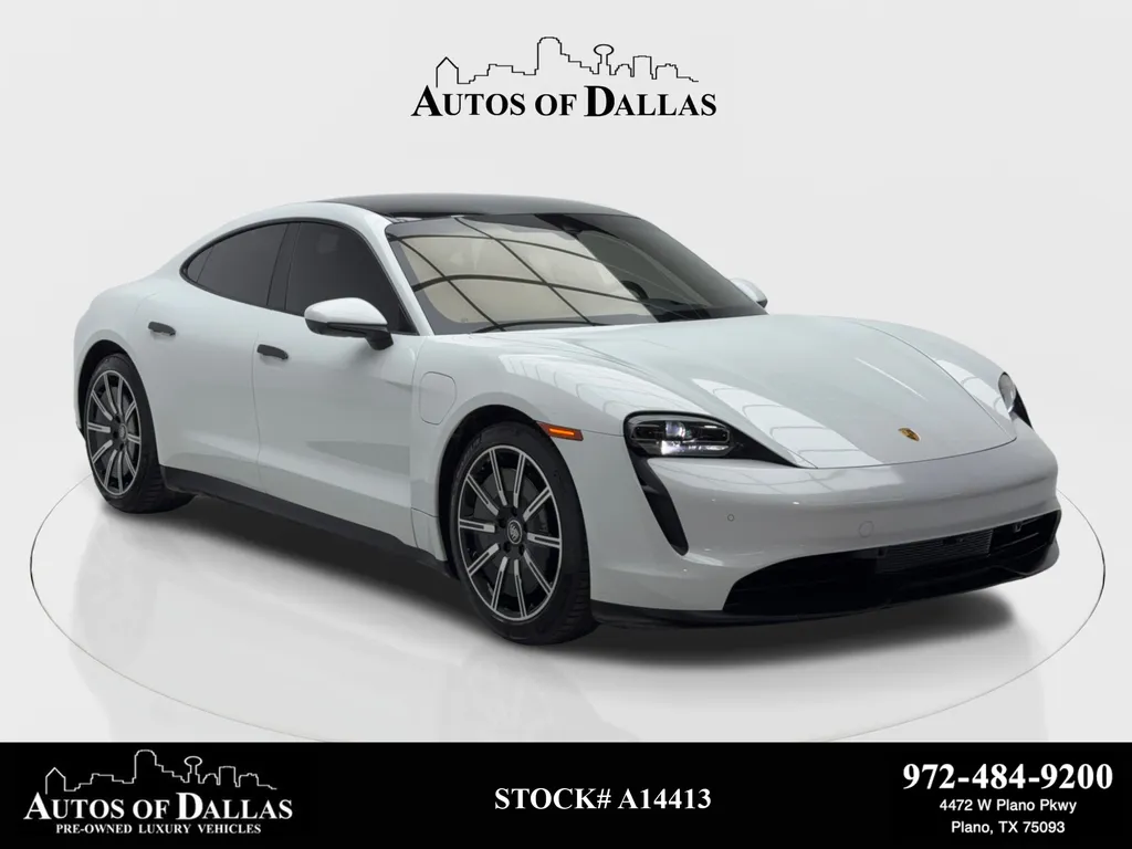 White 2023 Porsche Taycan NAV,CAM,PANO,CLMT STS,BLIND SPOT,20" WHLS for sale in Plano, TX