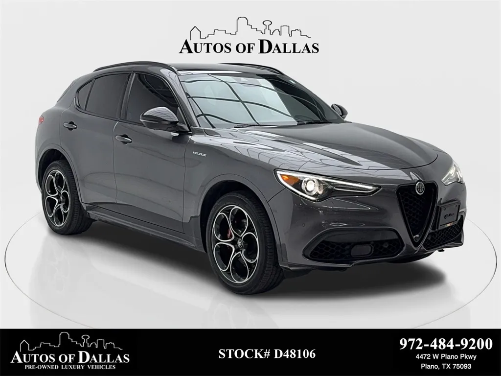 Gray 2022 Alfa Romeo Stelvio Veloce NAV,CAM,PANO,HTD STS,BLIND SPOT,20" WLS for sale in Plano, TX