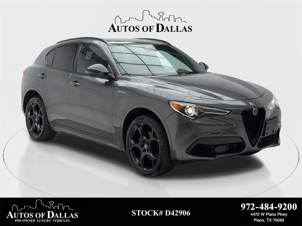 Gray 2022 Alfa Romeo Stelvio Veloce NAV,CAM,PANO,HTD STS,BLIND SPOT,21" WLS for sale in Plano, TX