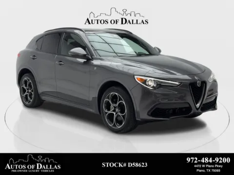 Gray 2023 Alfa Romeo Stelvio Ti NAV,CAM,PANO,HTD STS,BLIND SPOT,20" WLS for sale in Plano, TX