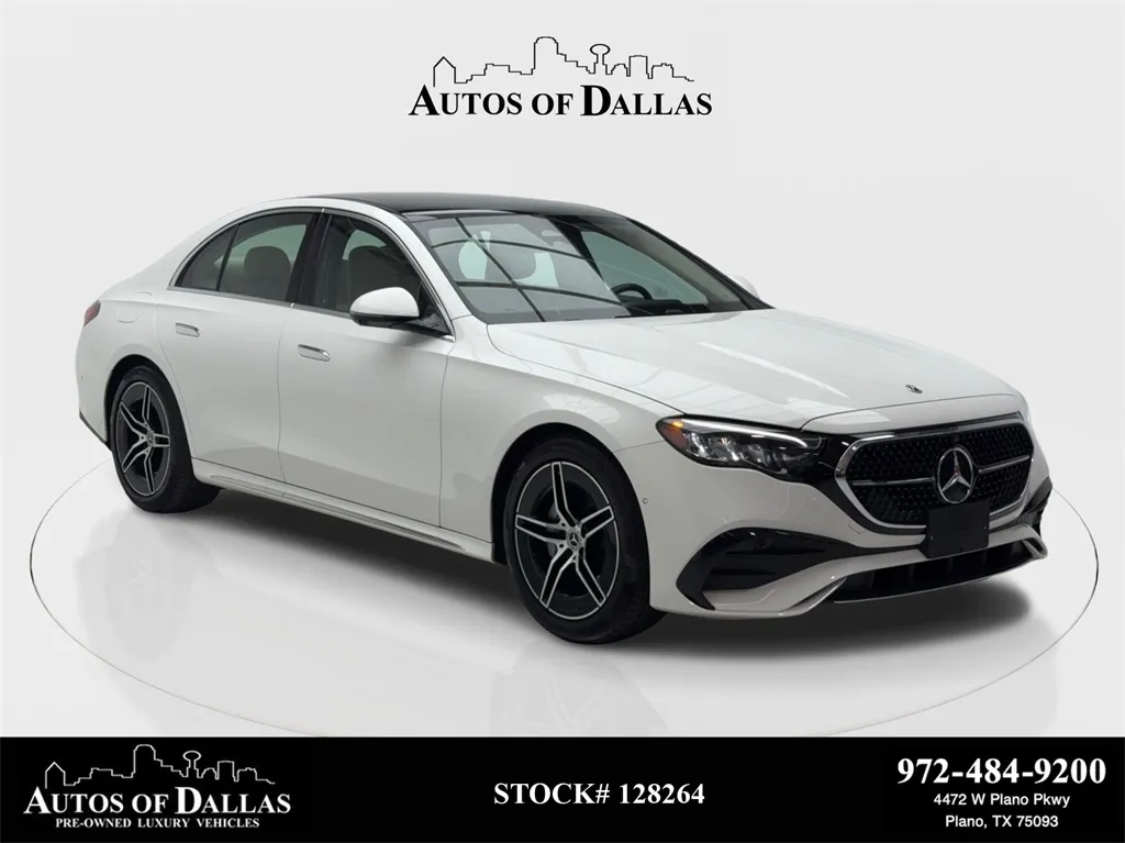 White 2025 Mercedes-Benz E-Class E 350 AMG SPORT,NAV,CAM,PANO,CLMT STS,BLIND SPOT for sale in Plano, TX