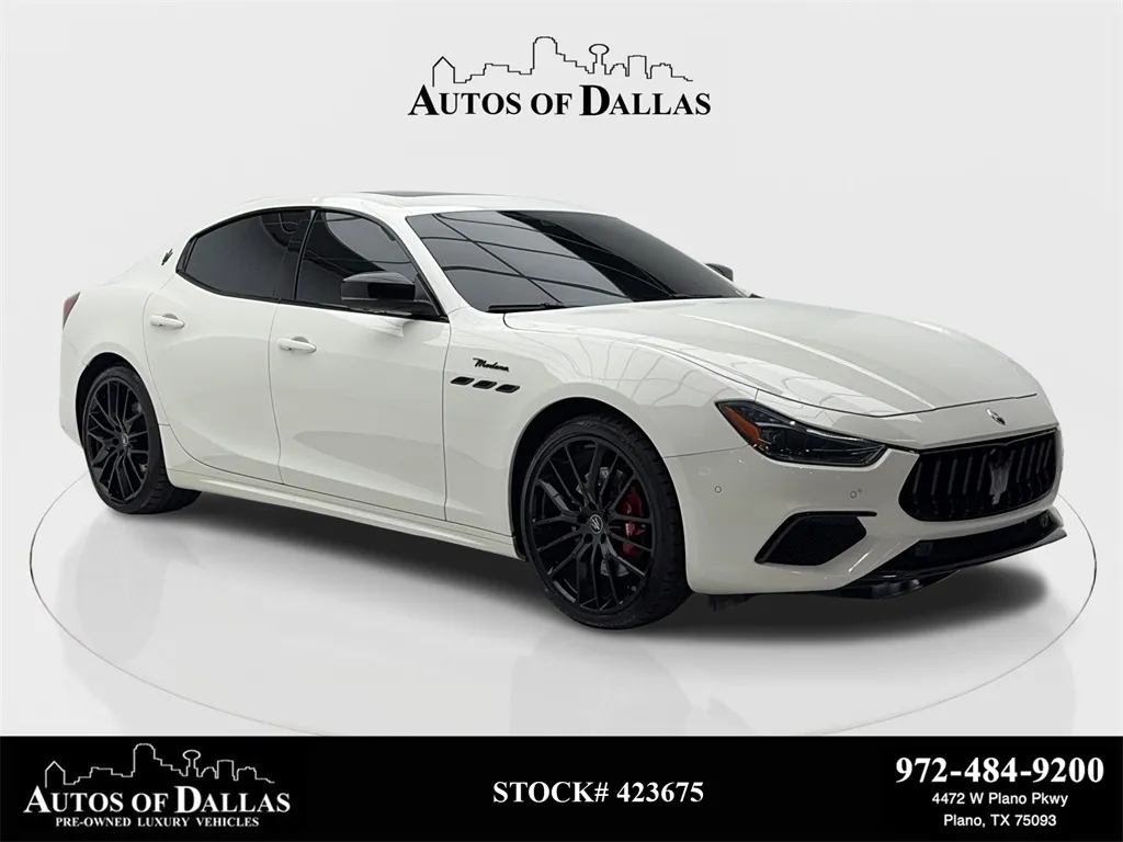 White 2023 Maserati Ghibli Modena NAV,CAM,SUNROOF,HTD STS,BLIND SPOT for sale in Plano, TX