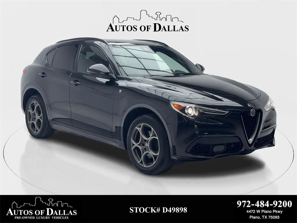 Black 2023 Alfa Romeo Stelvio Ti NAV,CAM,PANO,HTD STS,BLIND SPOT for sale in Plano, TX