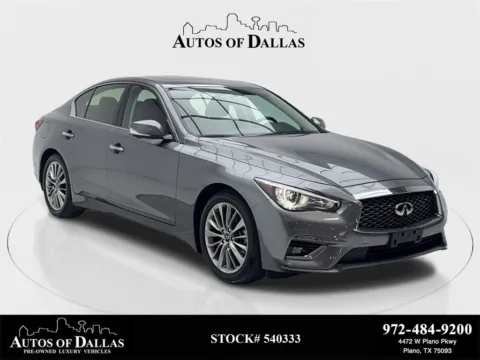 Gray 2023 INFINITI Q50 LUXE CAM,SUNROOF,HTD STS,BLIND SPOT,18" WLS for sale in Plano, TX