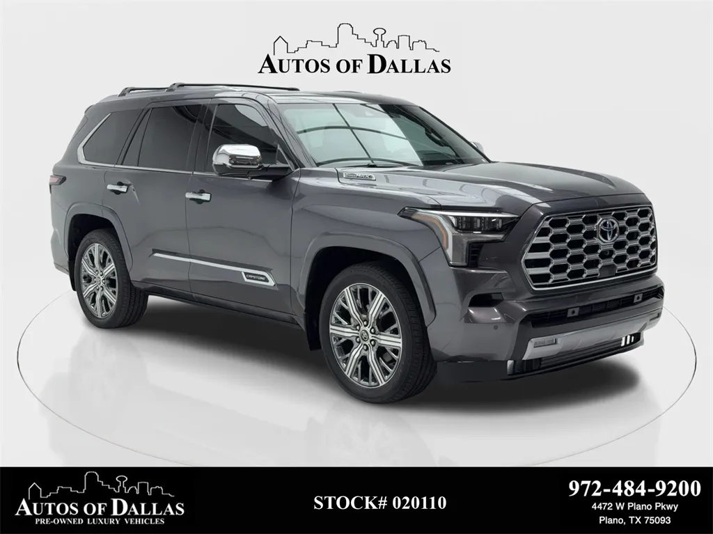 Gray 2023 Toyota Sequoia Capstone NAV,CAM,PANO,CLMT STS,HEADS UP,3RD ROW for sale in Plano, TX