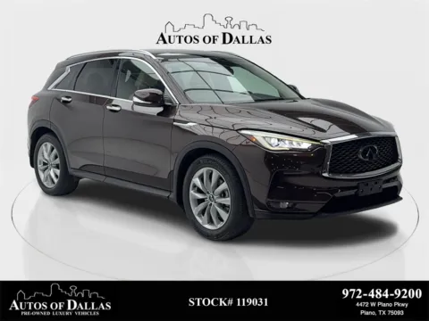 Brown 2021 INFINITI QX50 LUXE CAM,PANO,HTD STS,BLIND SPOT,19" WHLS for sale in Plano, TX