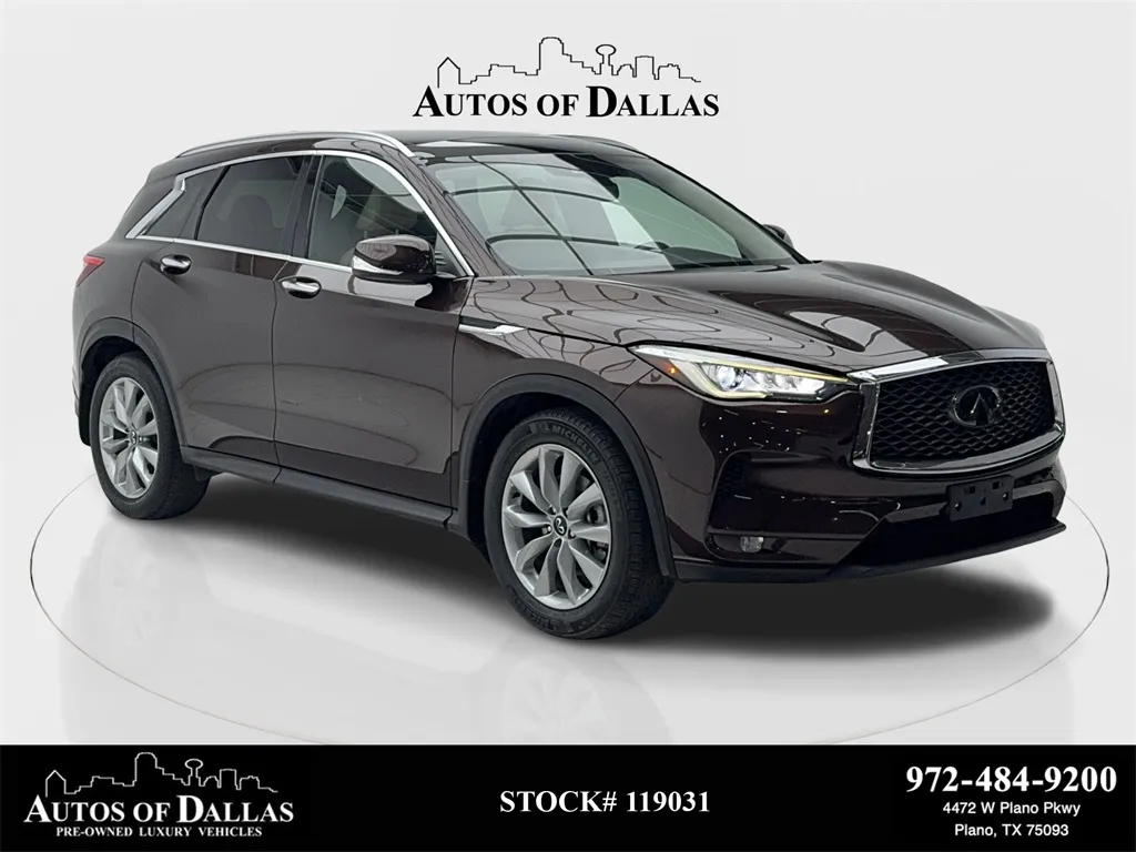 Brown 2021 INFINITI QX50 LUXE CAM,PANO,HTD STS,BLIND SPOT,19" WHLS for sale in Plano, TX