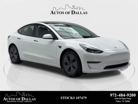 White 2022 Tesla Model 3 Long Range NAV,CAM,PANO,HTD STS,BLIND SPOT,18" WLS for sale in Plano, TX