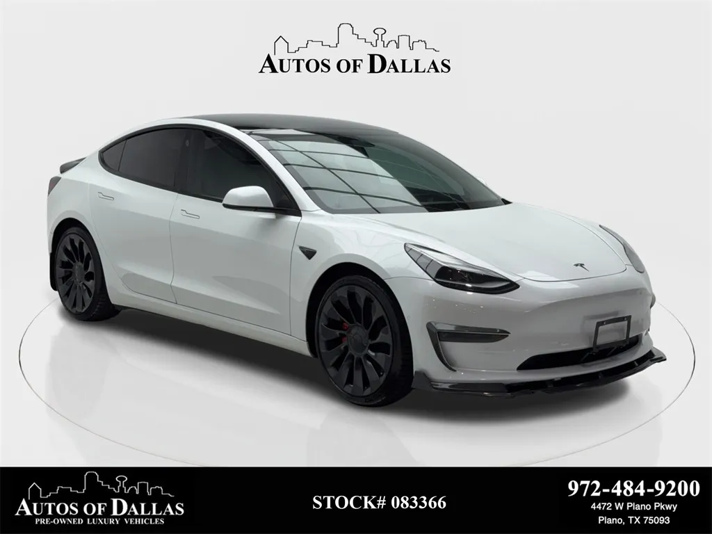 White 2021 Tesla Model 3 Performance NAV,CAM,PANO,HTD STS,BLIND SPOT,20" WL for sale in Plano, TX