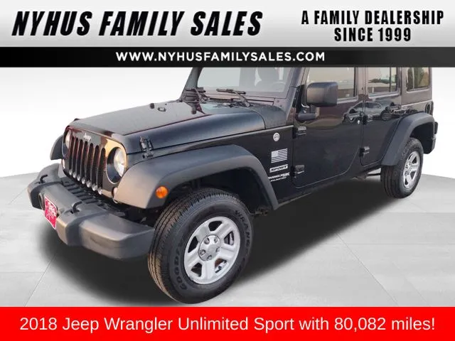 Black 2018 Jeep Wrangler JK Unlimited Sport for sale in Perham, MN