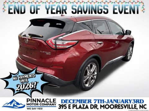 Another view of 2015 Nissan Murano Platinum for sale in Mooresville, NC at Pinnacle Motor Company LKN