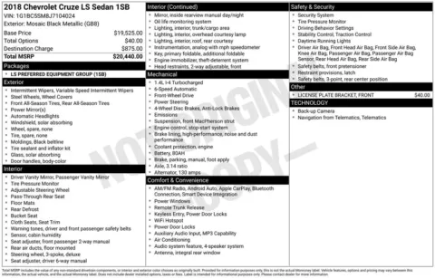 More photos of 2018 Chevrolet Cruze LS at Pinnacle Motor Company LKN, NC