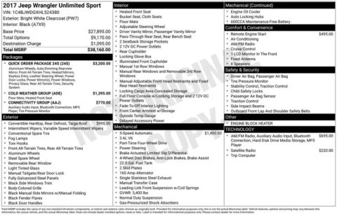 Photos of 2017 Jeep Wrangler Unlimited Sport for sale in Mooresville, NC at Pinnacle Motor Company LKN