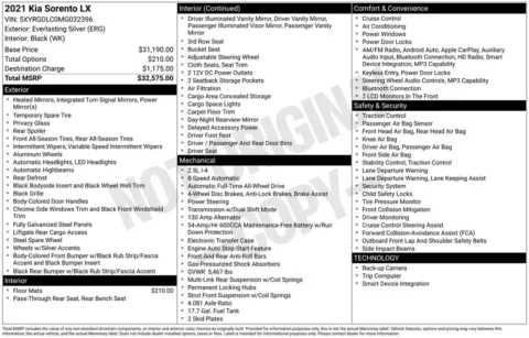 Photos of 2021 Kia Sorento LX for sale in Mooresville, NC at Pinnacle Motor Company LKN