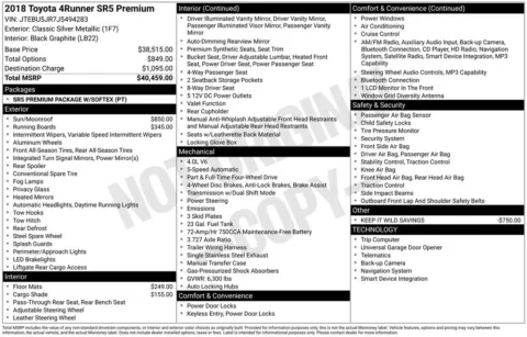 Photos of 2018 Toyota 4Runner SR5 Premium for sale in Mooresville, NC at Pinnacle Motor Company LKN