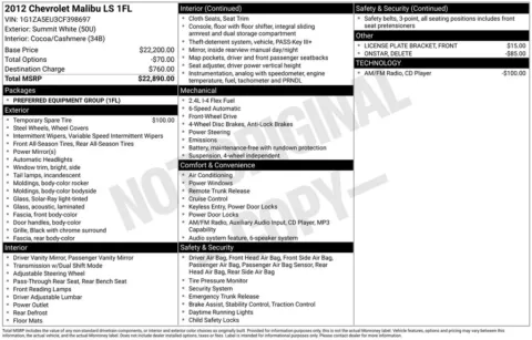 Photos of 2012 Chevrolet Malibu LS for sale in Mooresville, NC at Pinnacle Motor Company LKN