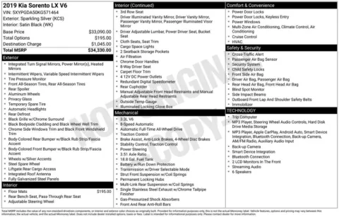 Photos of 2019 Kia Sorento LX for sale in Mooresville, NC at Pinnacle Motor Company LKN
