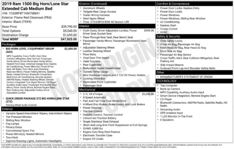 Photos of 2019 Ram 1500 Big Horn/Lone Star for sale in Mooresville, NC at Pinnacle Motor Company LKN