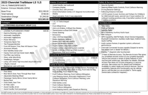 Photos of 2023 Chevrolet TrailBlazer LS for sale in Mooresville, NC at Pinnacle Motor Company LKN