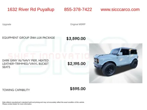 More photos of 2021 Ford Bronco Outer Banks at Shift Innovations Car Co, WA