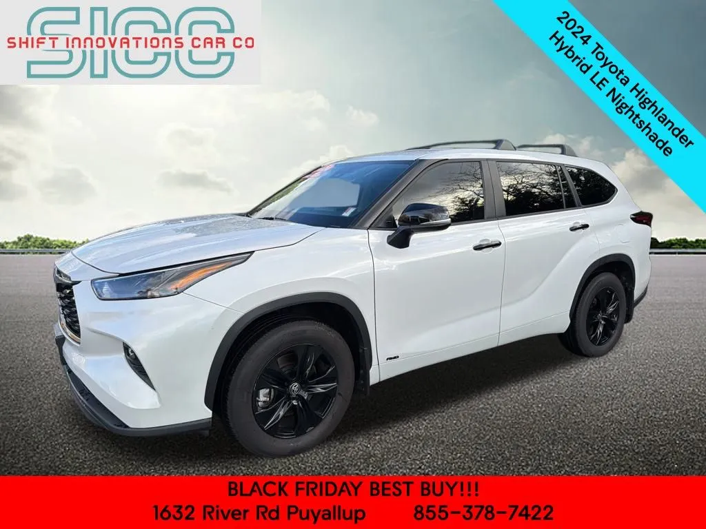White 2024 Toyota Highlander Hybrid XLE for sale in Puyallup, WA