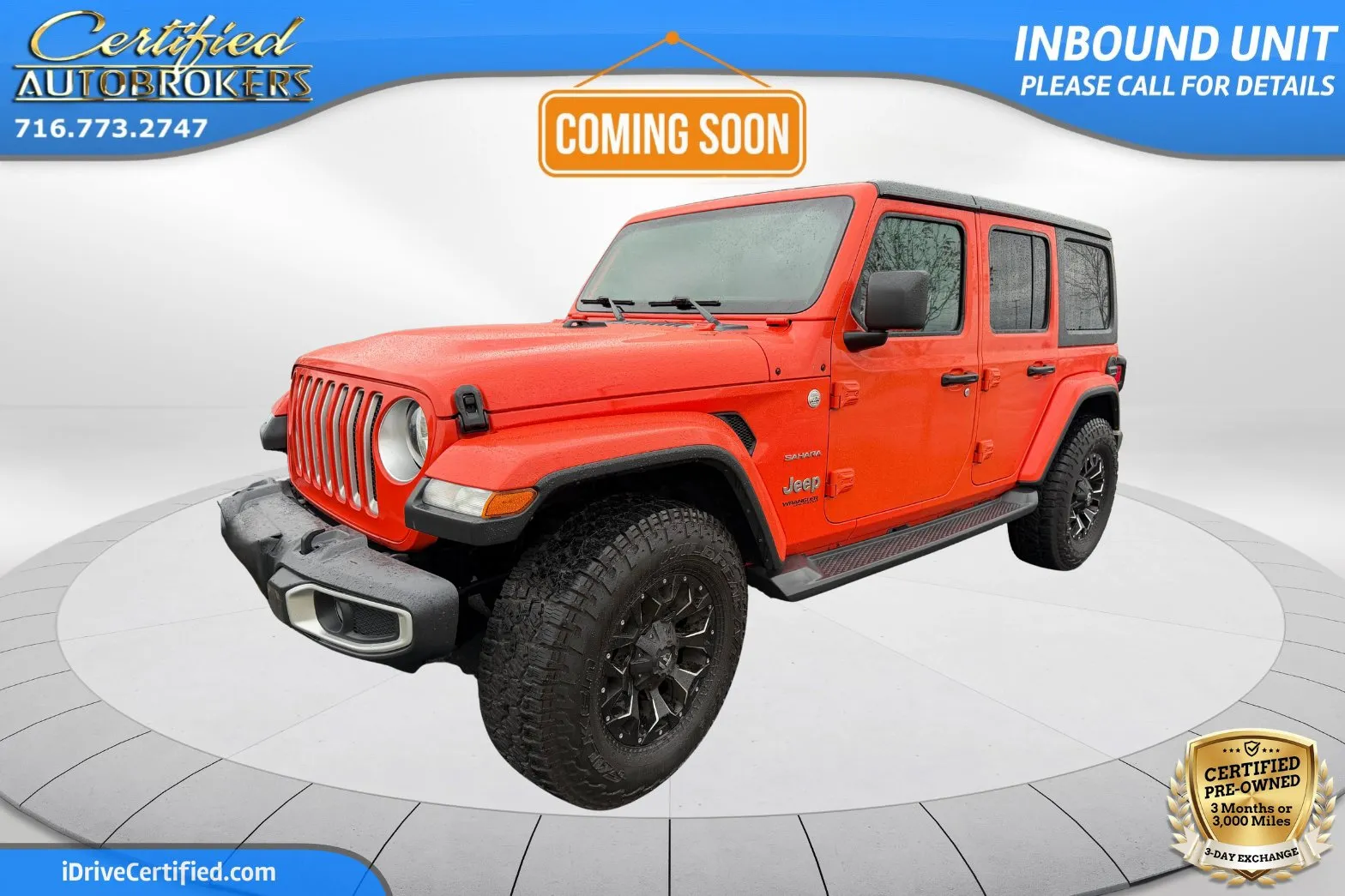 Orange 2019 Jeep Wrangler Unlimited Sahara 4x4 for sale in Grand Island, NY